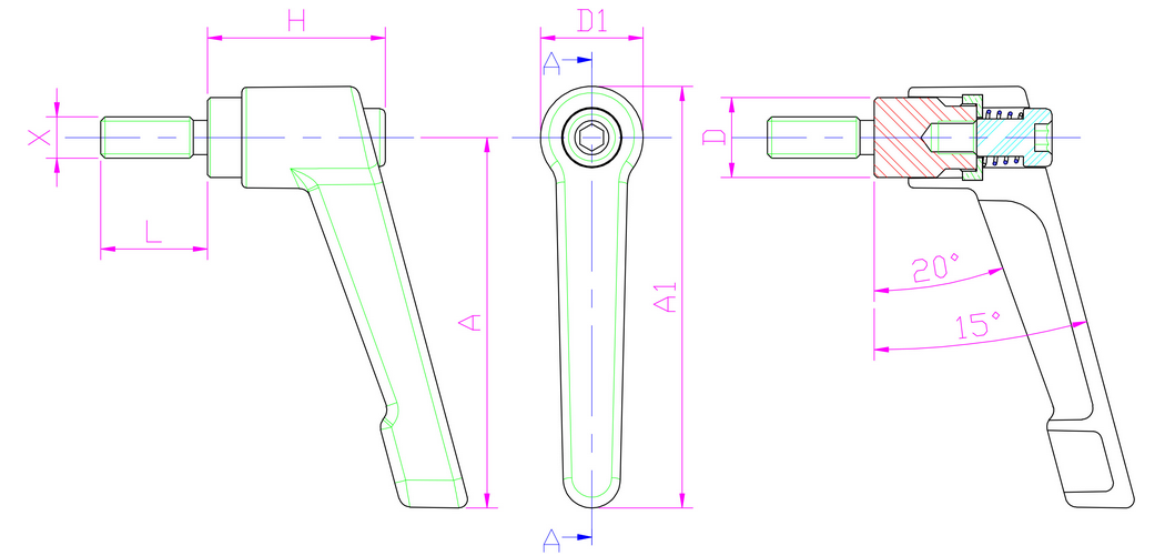 塑膠含鋅合金環把手 – 螺絲  (按壓式可調整把手 / 萬向把手) 塑膠含鋅合金環把手 – 螺絲  (按壓式可調整把手 / 萬向把手)