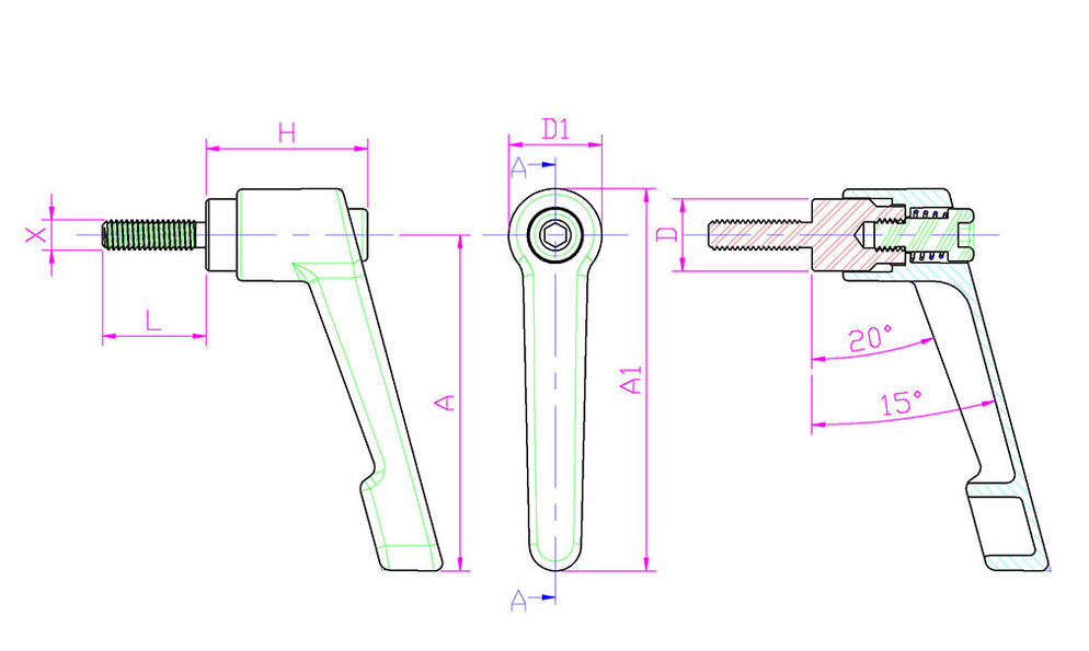 鋅合金把手 – 螺絲  (按壓式可調整把手 / 萬向把手)